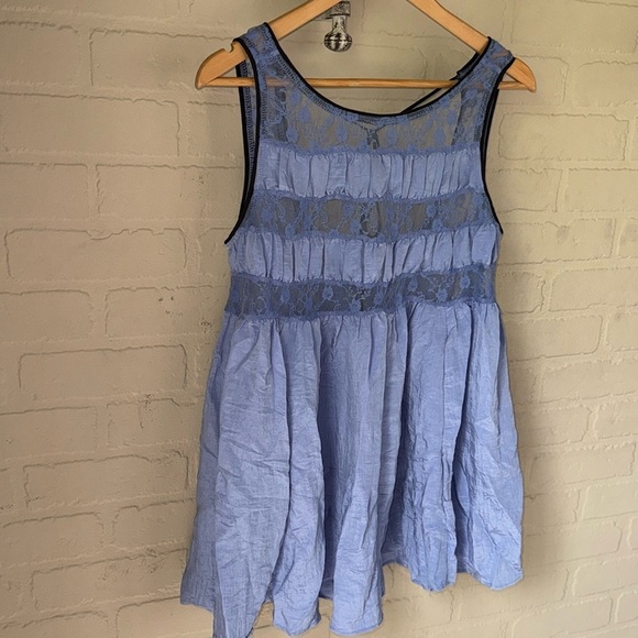 Free People top Current Obsession mini slip lace purple NEW - Picture 2 of 7